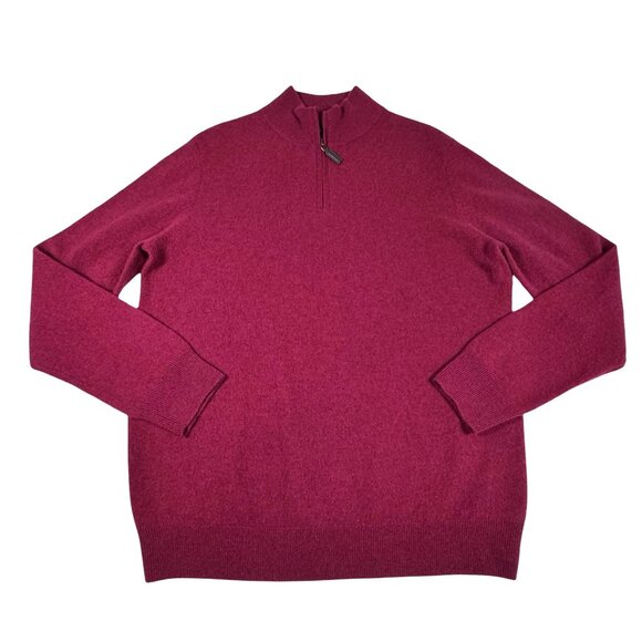Daniel Hechter Mans 100% Cashmere Sweater SZ L Mock Neck Burgundy Academia - Picture 4 of 11